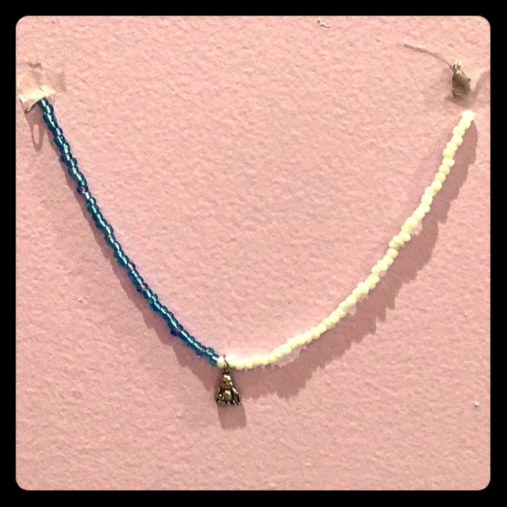 -Blue and white small beaded chocker